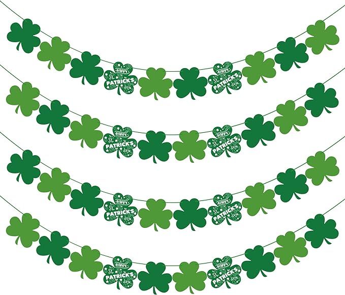 OHOME St Patricks Day Decorations - 40 Pack Shamrock Clover Garland Banner - Shamrock Decorations... | Amazon (US)