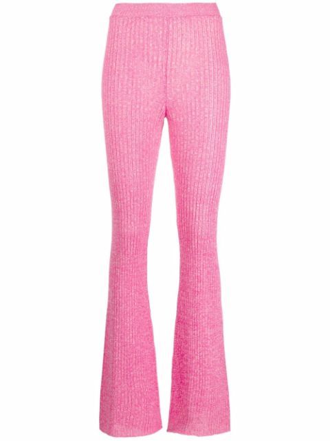 MSGM ribbed-knit Flared Trousers - Farfetch | Farfetch Global