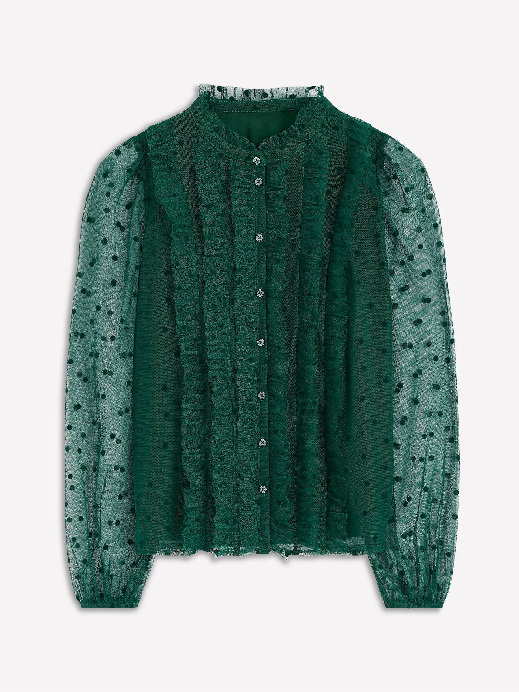 Boden Boden Green Frilled Tulle Blouse | Next US