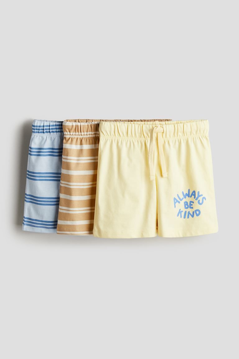 3-pack Pull-on Shorts - Light yellow/Always Be Kind - Kids | H&M US | H&M (US + CA)