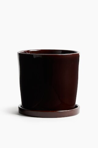 H & M - Plant pot and saucer - Beige | H&M (UK, MY, IN, SG, PH, TW, HK)