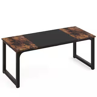 TRIBESIGNS WAY TO ORIGIN Halseey 70.8 in. W Brown Computer Desk Particle Board Wood Home Office W... | The Home Depot