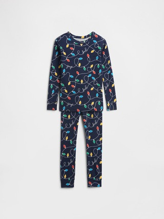 Kids & babyGap 100% Organic Cotton X-Mas Lights PJ Set | Gap Factory