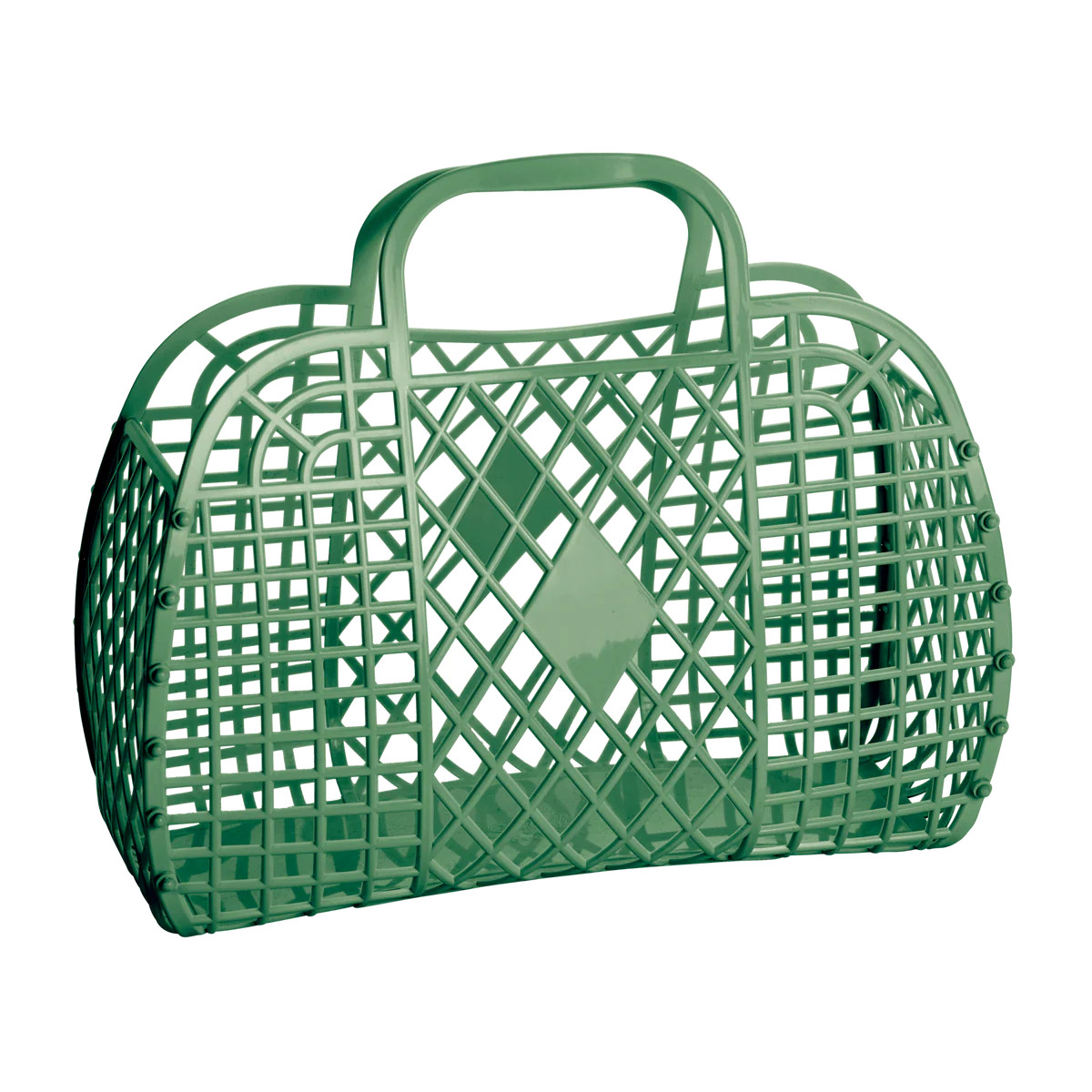 Large Retro Basket - Olive Green | Ellie and Piper
