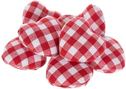 Set of 8 Red & White Buffalo Check Plaid Gingham Small 3" Heart Bowl Fillers | Amazon (US)