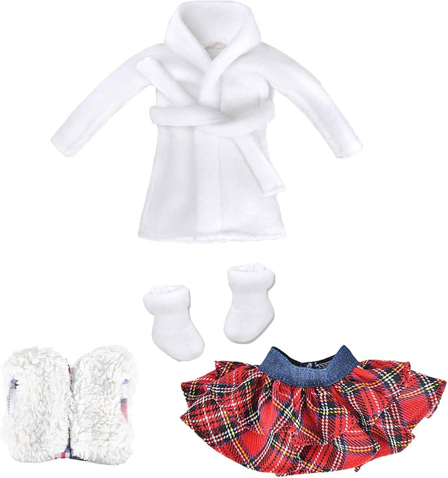 YAMASO Santa Clothing for Doll (Fluffy Vest+ Plaid Skirt + Bathrobe) | Amazon (US)