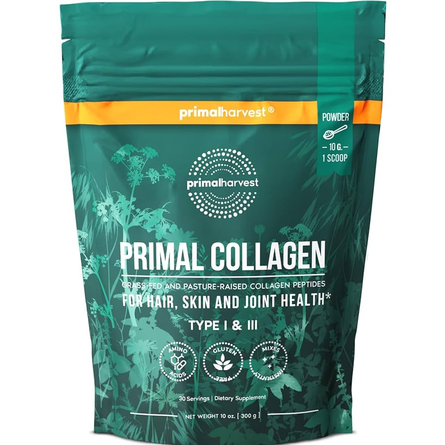 Primal Harvest Collagen Powder for Women or Men Primal Collagen Peptides Powder Type I & III, 10 ... | Amazon (US)