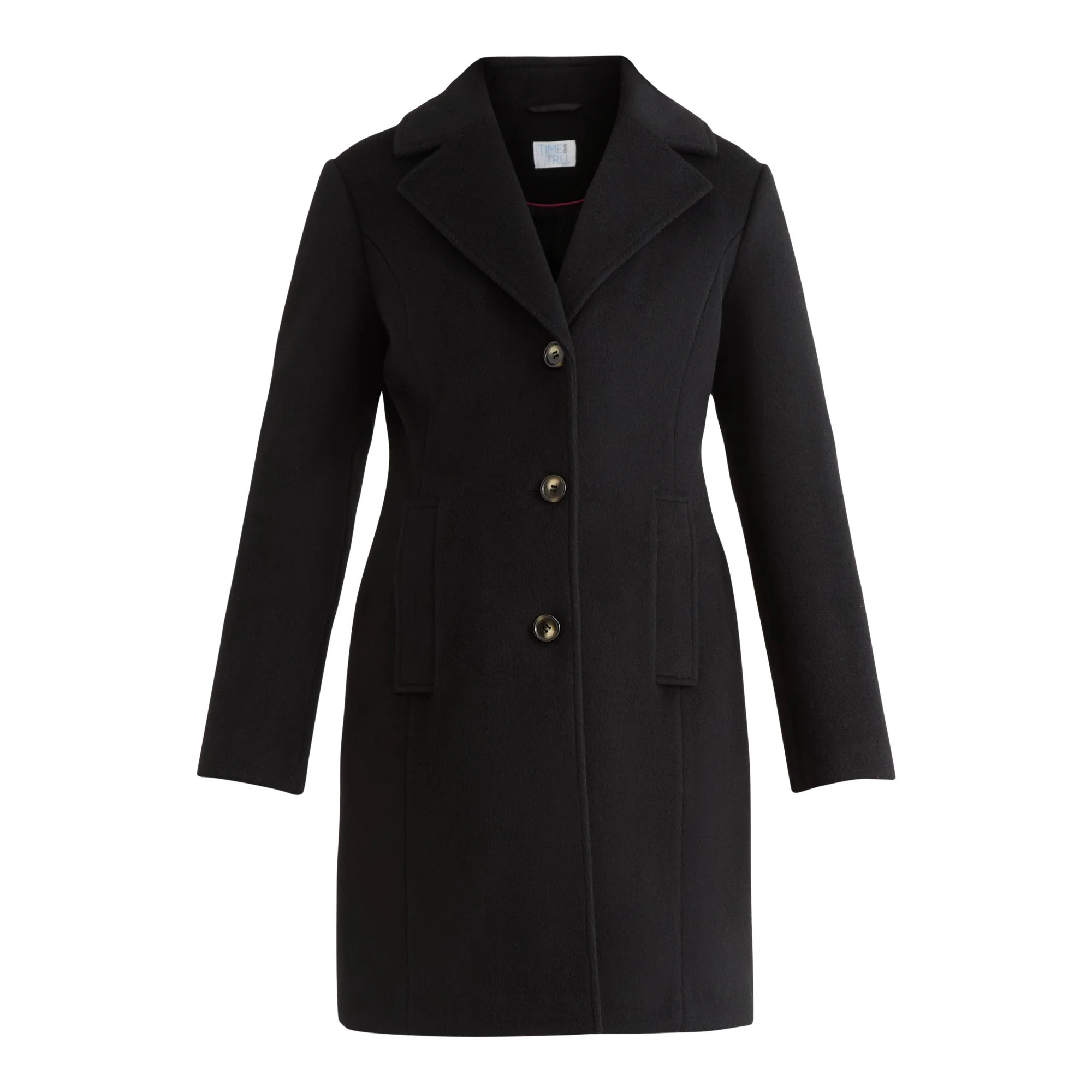Time & Tru Women's & Women's Plus Faux Wool Boyfriend Coat, Sizes XS-3X | Walmart (US)