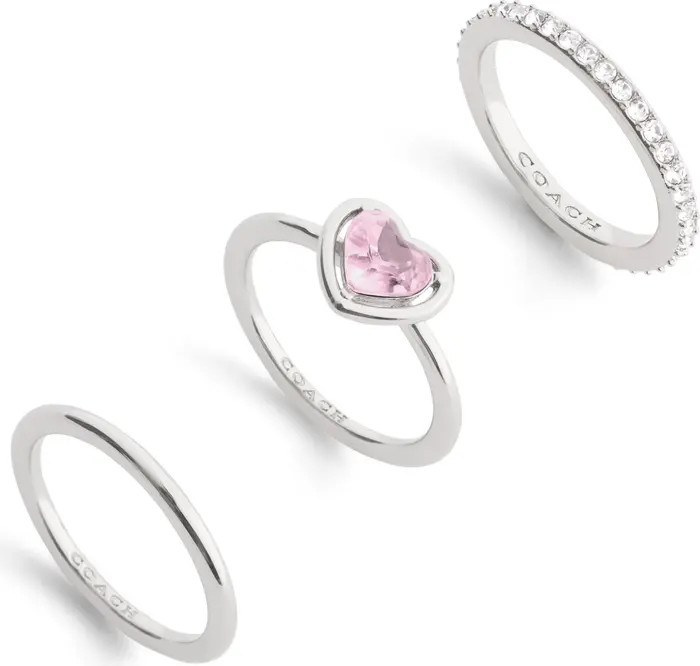 Halo Heart Set of 3 Stackable Rings | Nordstrom