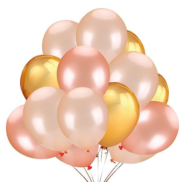 50Pcs Gold & Rose Gold & Champagne Gold Color Latex Party Balloons -Wedding Hawaii Graduation Bir... | Amazon (US)