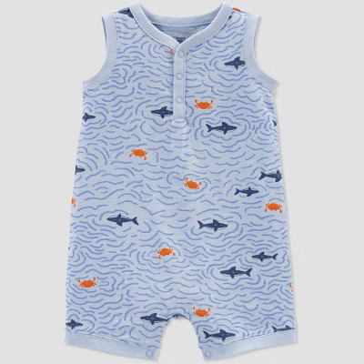 Baby Boys' Sharks Romper - Just One You® made by carter's Blue | Target