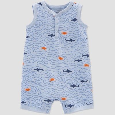 Baby Boys' Sharks Romper - Just One You® made by carter's Blue | Target
