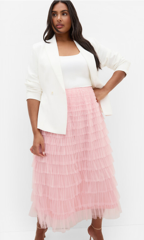 Averi Tulle Midi Skirt - rose quartz | City Chic AU
