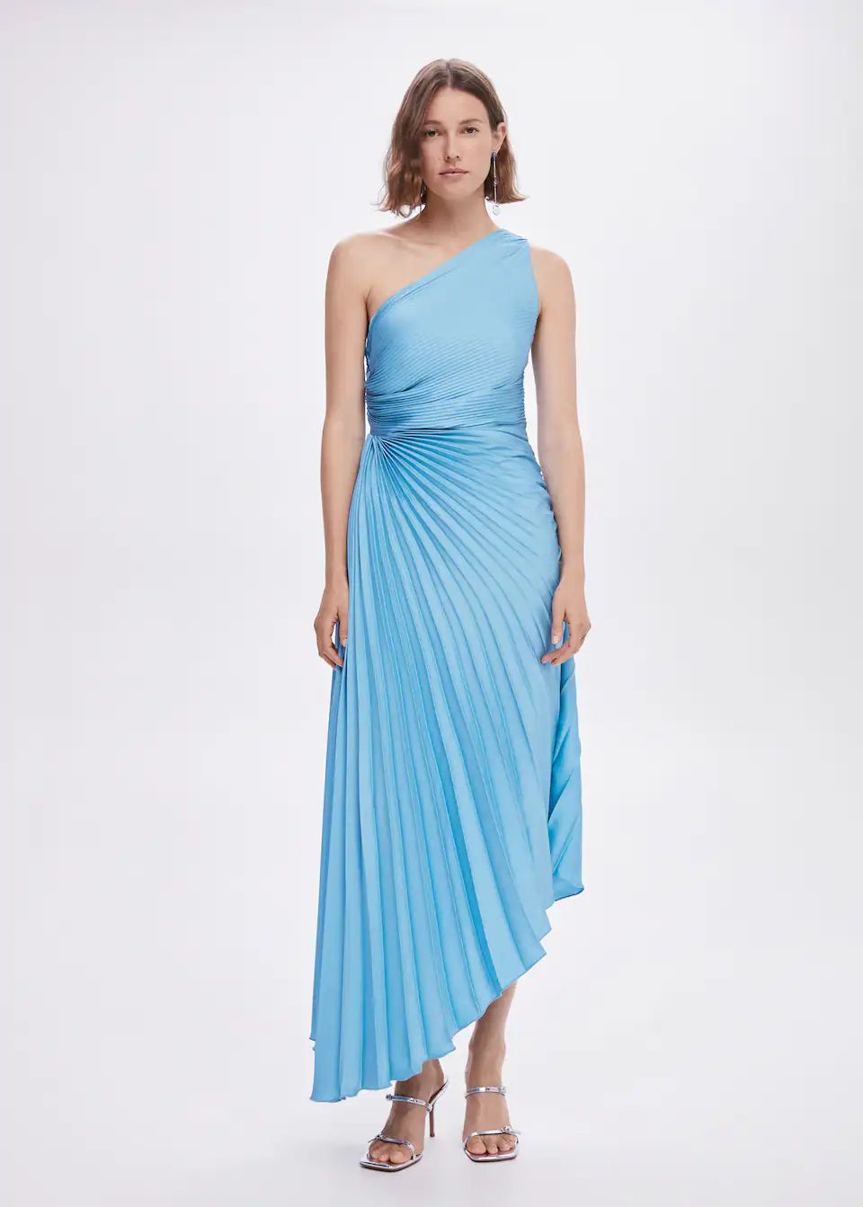Asymmetrical pleated dress | MANGO (US)