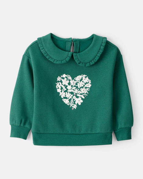 Toddler Girl Heart Long-Sleeve Pullover Sweatshirt - Green | Carter's Inc