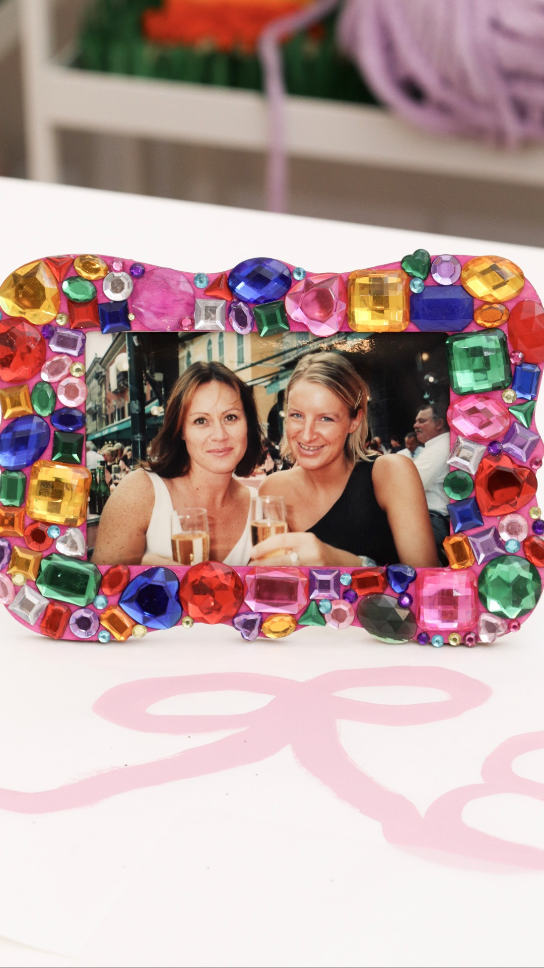 a plain frame disappears completely under gems, rhinestones, and pure whimsy-maxxed excess!
 
start with a coat of pink paint, add the large flat-back gems first, then fill every gap with smaller gems and rhinestones until there's no bare frame left.
 
save this for your next whimsy-maxxing project

#LTKmomlife #LTKSeasonal #LTKHome