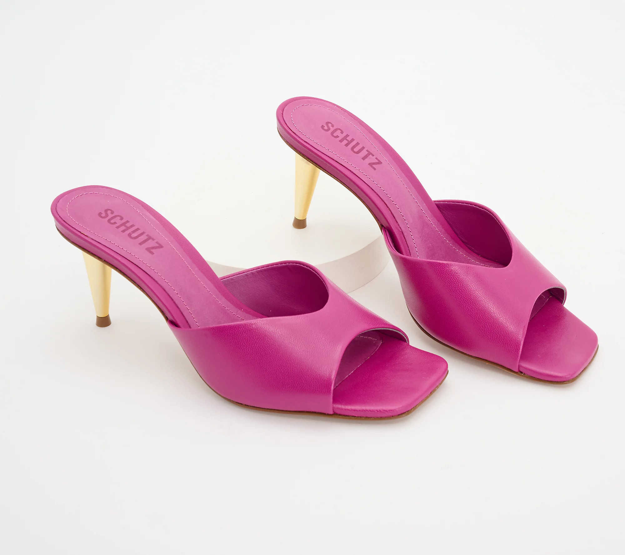 As Is Schutz Leather Pin Heeled Mules - Dethalia | QVC