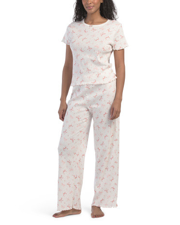 2pc Organic Cotton Tender Heart Bow Pajamas Set | TJ Maxx