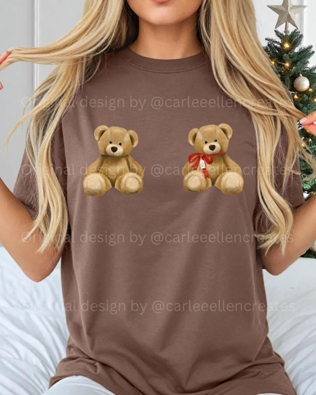 Christmas Teddy Bear Comfort Colors 1717 T-shirt | Two Bear Chest Tee | Cute Holiday Shirt | Garm... | Etsy (US)