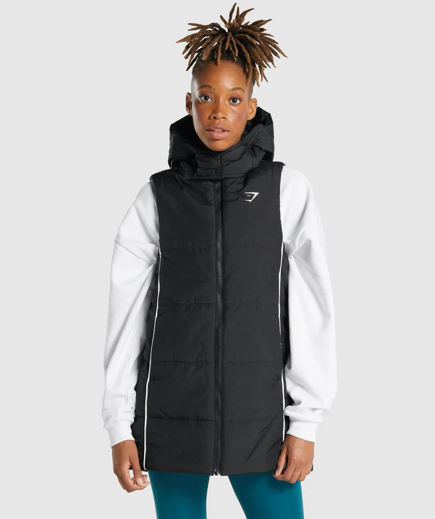 Gymshark Oversized Longline Gilet - Black | Gymshark (Global)