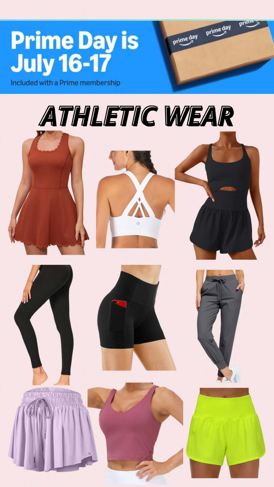 Athletic wear on sale for Amazon Prime Day! 

amazon must haves, amazon finds, amazon sale, prime day deals, amazon prime day, athletic wear, athleisure, women’s active wear, tennis dress, athletic dress, athletic romper, sports bra, leggings, biker shorts, active joggers, flowy athletic shorts, athletic shorts, athletic tank 

#LTKSaleAlert #LTKActive #LTKFitness