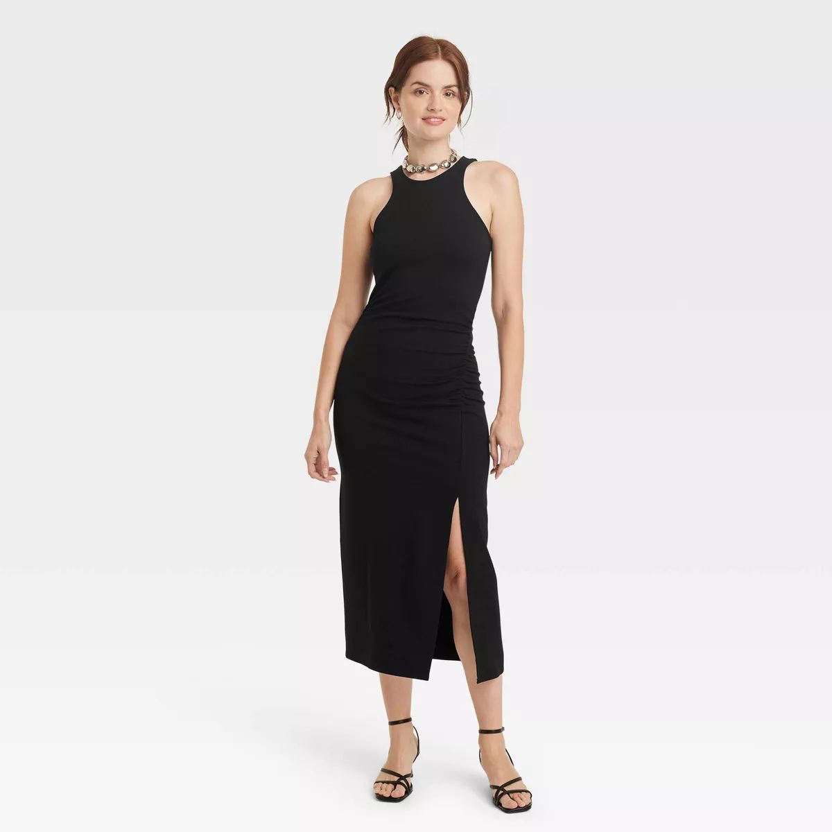 Women's Sleeveless Ponte Racerback Midi Dress - A New Day™ Black M | Target