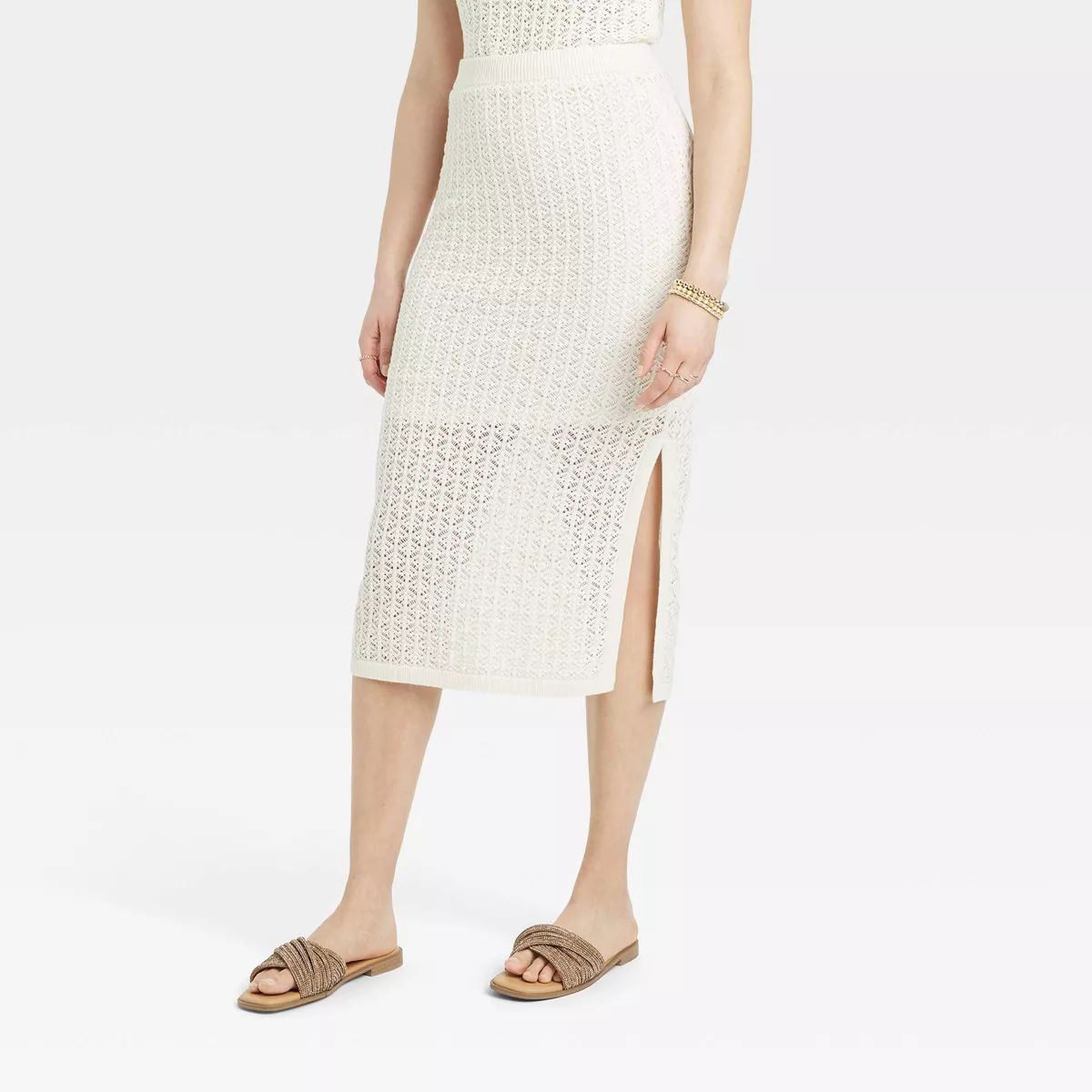 Women's Midi Sweater Skirt - A New Day™ Cream S | Target
