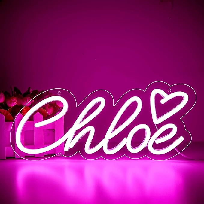 Large Chloe Name Neon Sign for Wall Decor,LED Chloe Name Neon Light for Kids Bedroom,Chloe Birthd... | Amazon (US)