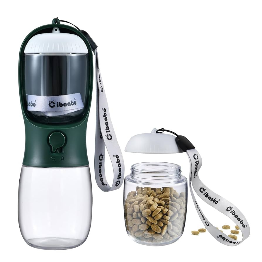 Dog Water Bottle with Food Container, Travel Puppy Water Bowl, Portable Pet Dispenser, Dog Stuff ... | Amazon (US)