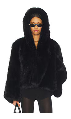 Jaded London Mara Oversized Hood Faux Fur Jacket in Black from Revolve.com | Revolve Clothing (Global)