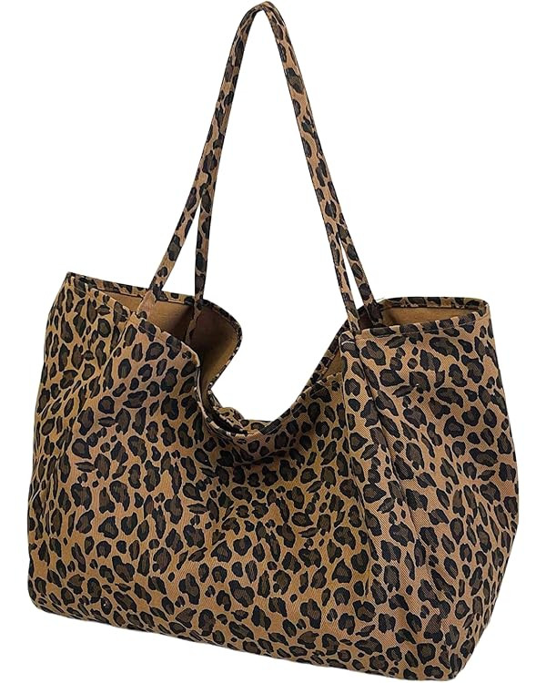 MakeMeChic Women's Leopard Tote Bag Cheetah Oversize Shoulder Bag Weekender Bag | Amazon (US)