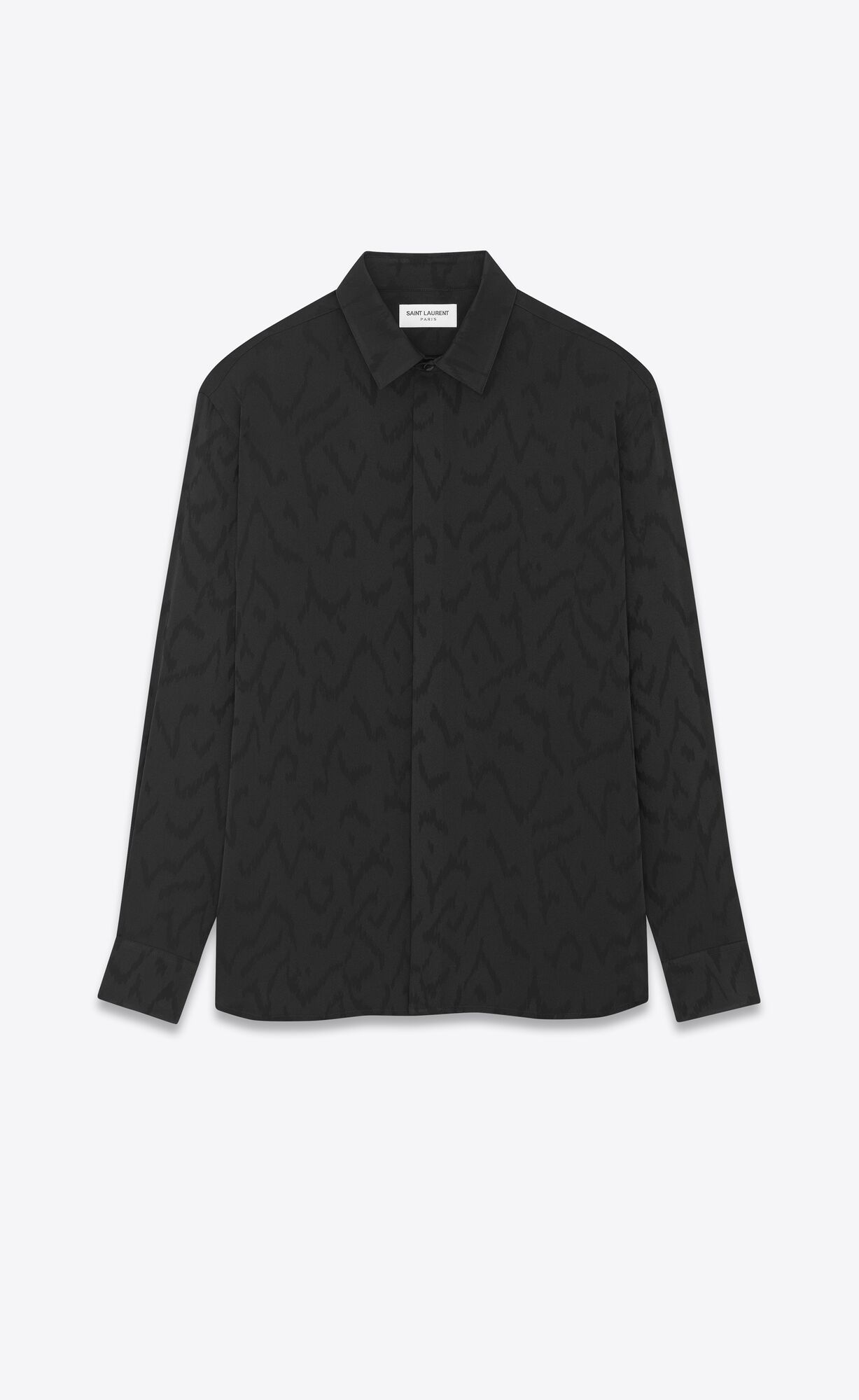 yves collar classic shirt in matte and shiny silk | Saint Laurent Inc. (Global)