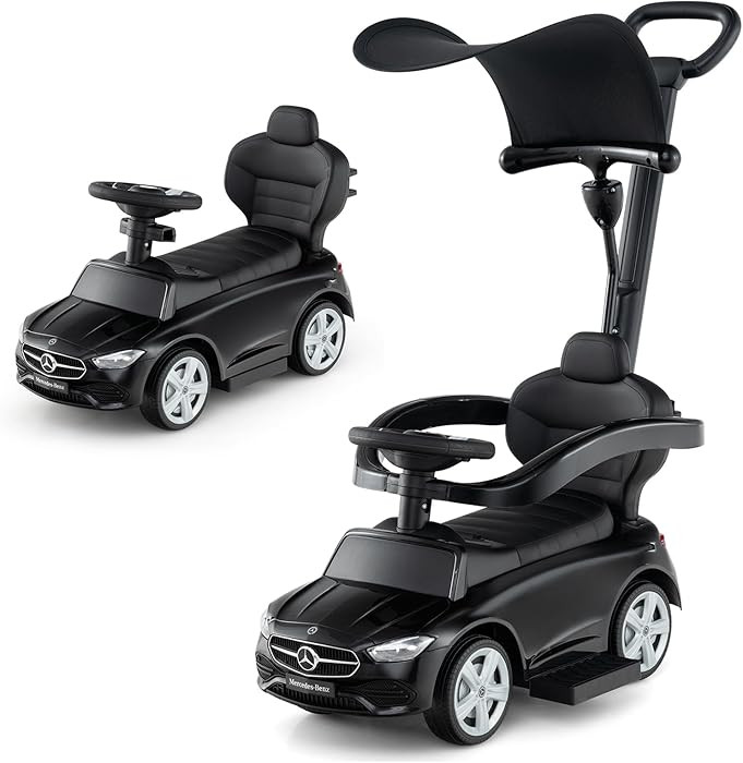 Costzon Push Car for Toddlers, 3 in 1 Mercedes Benz Stroller Sliding Walking Car w/Canopy, Handle... | Amazon (US)