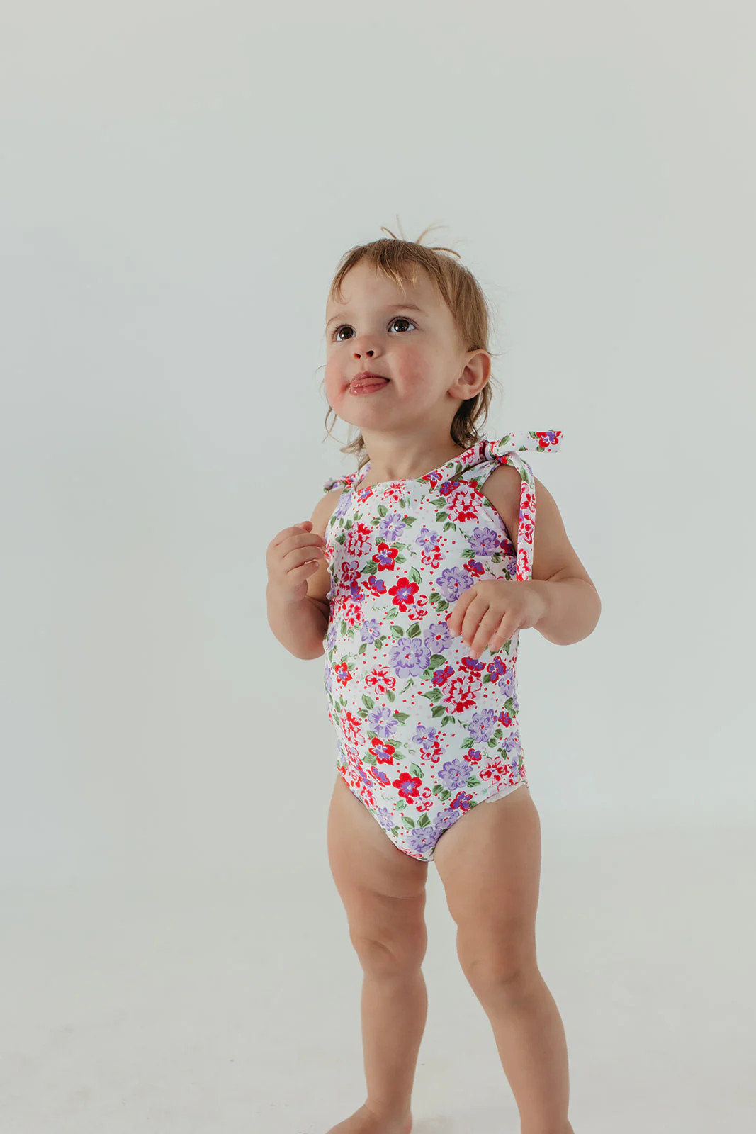 GIRLS TIE STRAP ONE PIECE IN CORAL BLOSSOM BY PINK DESERT X SARAH TRIP | Pink Desert