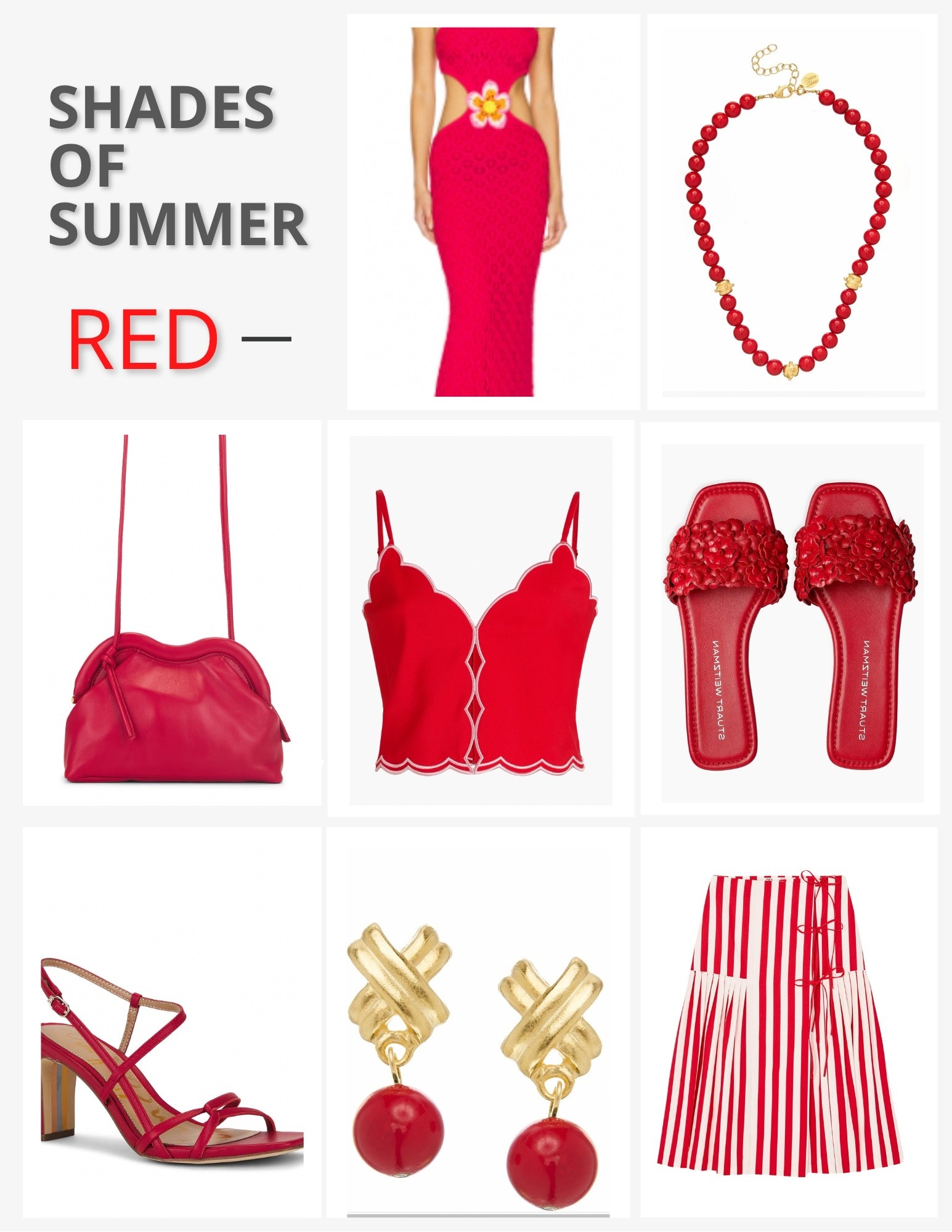 Wearing summer’s ‘IT’ color bold bright red. From fun summer bags, to statement jewelry pieces, belts, skirts, tips, dresses and more. Striped skirt is from Zara & not taggable. Shop our favorite picks  ❤️

#LTKItBag #LTKSummerEdit #LTKShoeCrush