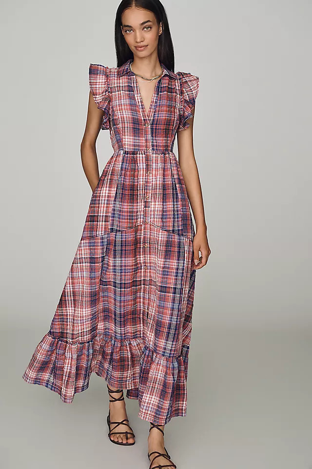 Button-Front Ruffle Maxi Dress | Anthropologie (US)