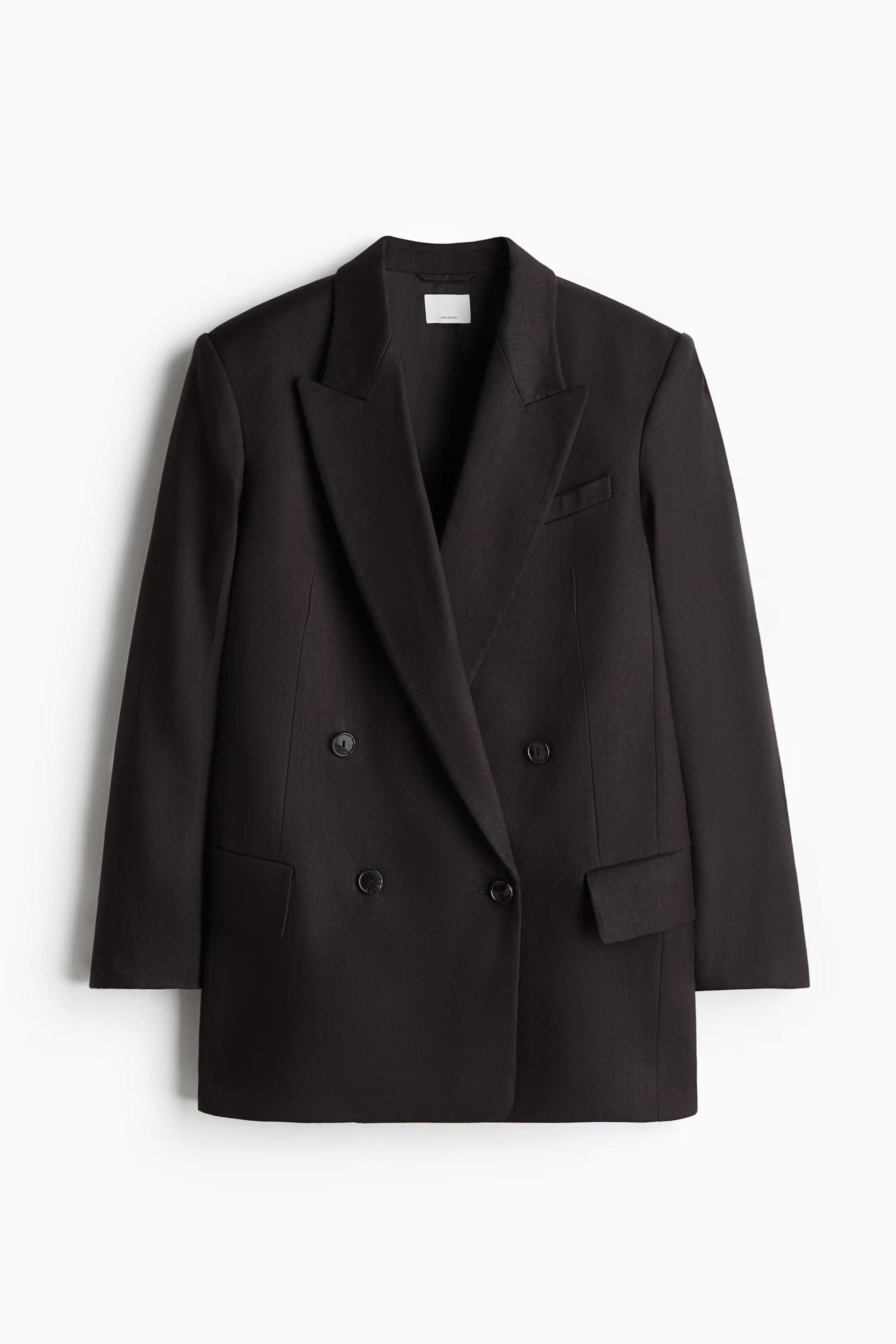 Linen-blend blazer - Dark brown - Ladies | H&M GB | H&M (UK, MY, IN, SG, PH, TW, HK)