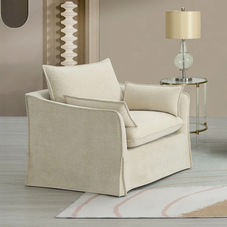 ACME Shane Chair w/2 Pillows in Beige Linen | Walmart (US)