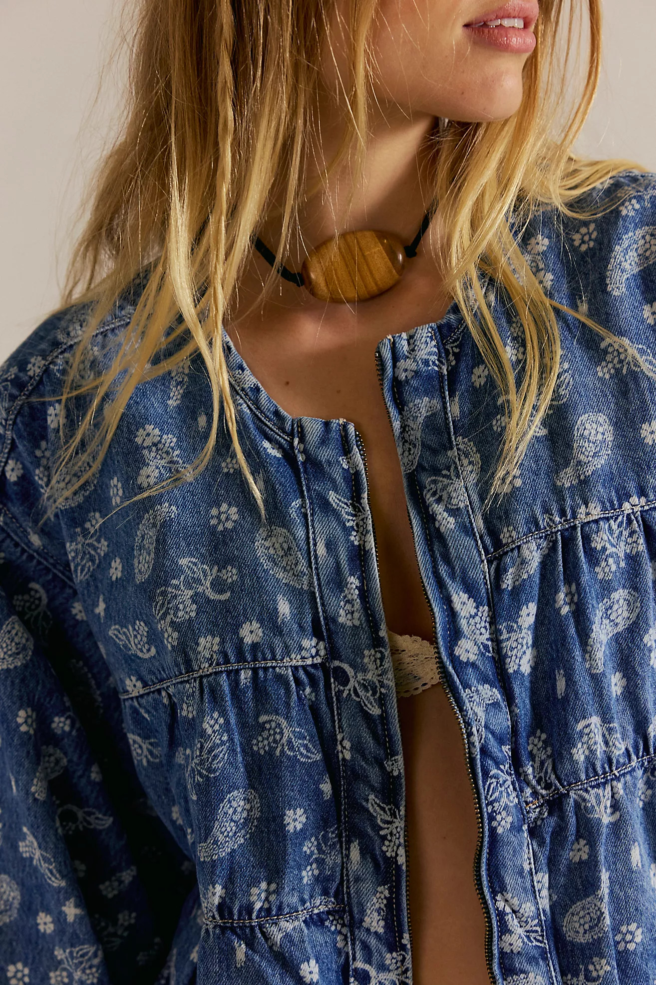 We The Free Layla Printed Denim Jacket | Free People (Global - UK&FR Excluded)