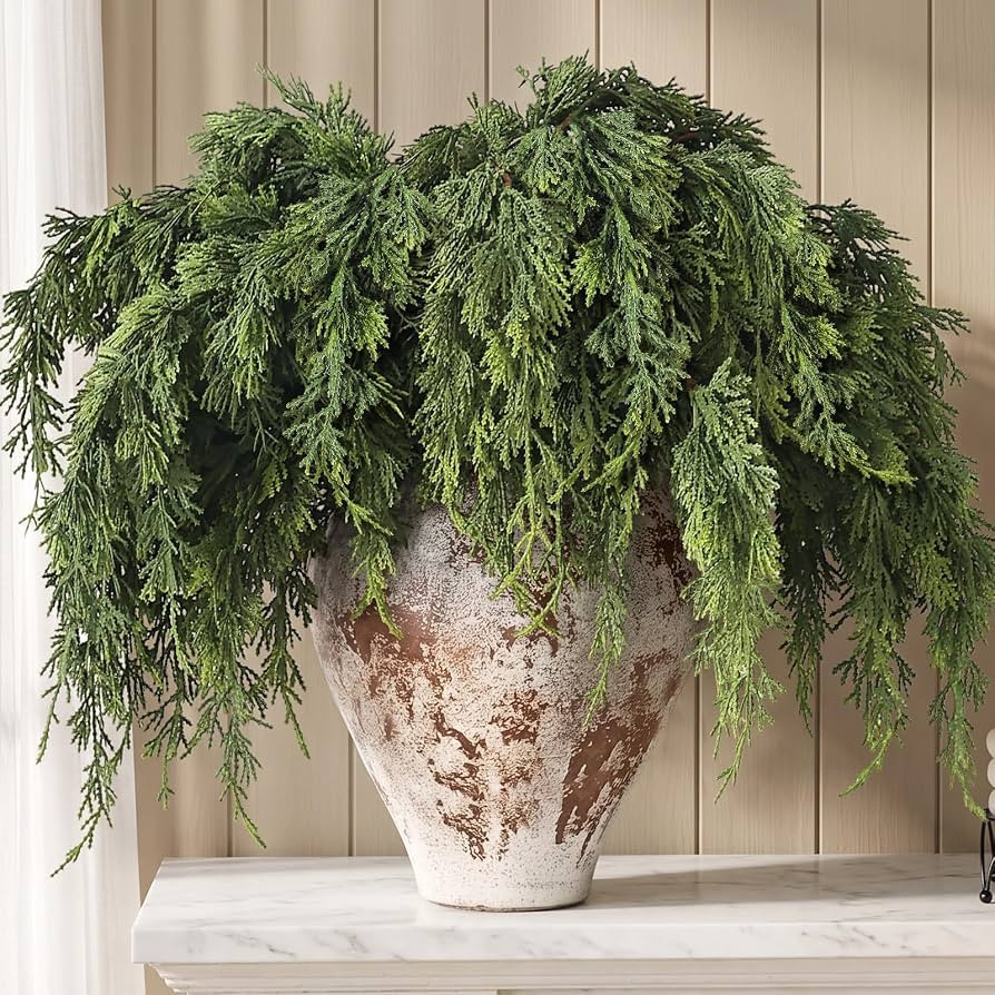 6 Pcs 32" Artificial Lifelike Touch Cedar Branches for Christmas Decor | Amazon (US)