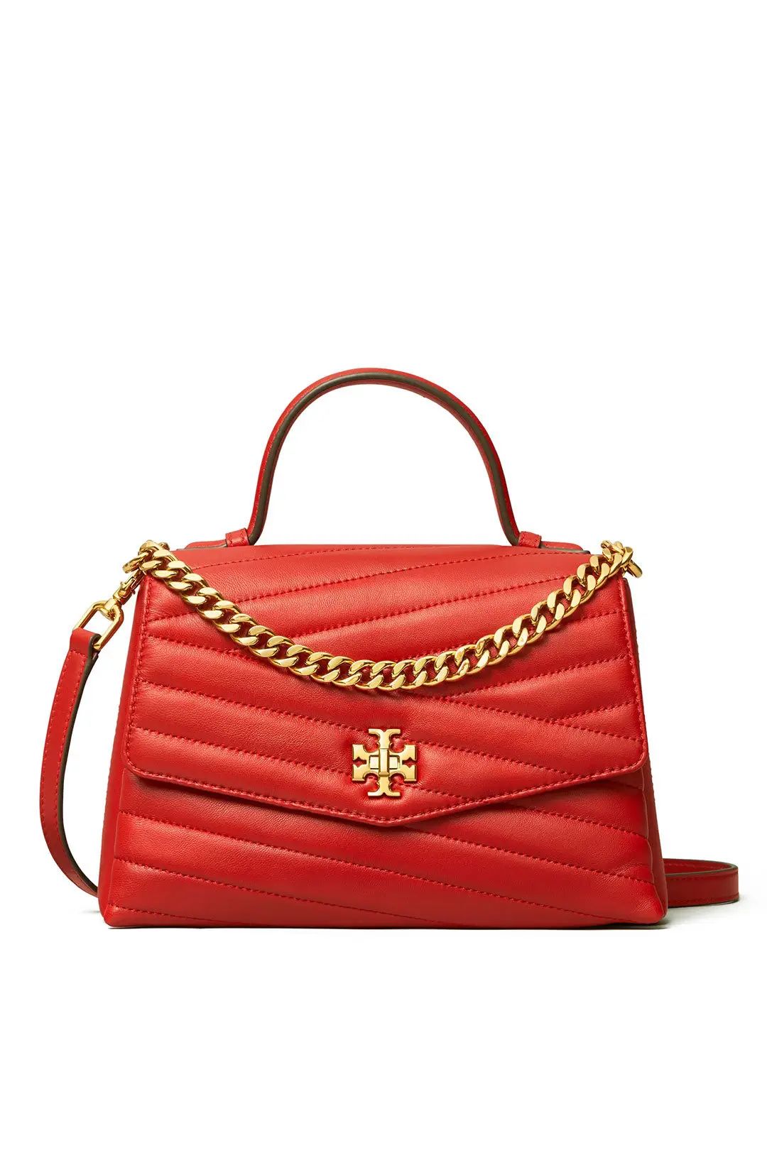 Tory Burch Accessories Red Kira Chevron Top Handle Satchel | Rent The Runway