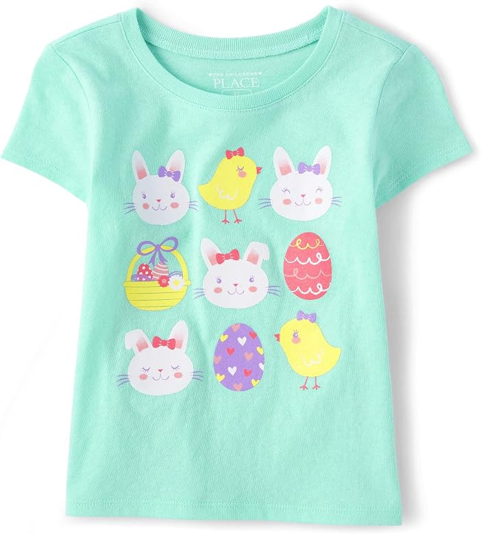 The Children's Place baby girls Bunny Eggs Graphic Short Sleeve T Shirt | Amazon (US)