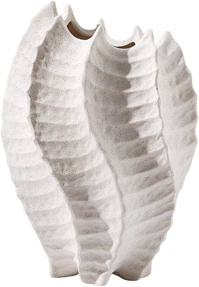 BUICCE Ceramic Coastal Vase for Flowers, Large Off White Decorative Piece, Modern Styling for Hom... | Amazon (US)