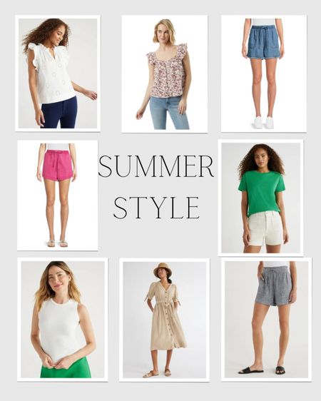 Summer Style. Walmart style. Looks for less. Summer dresses. Shorts. T shirts. Tanks. casual dress  