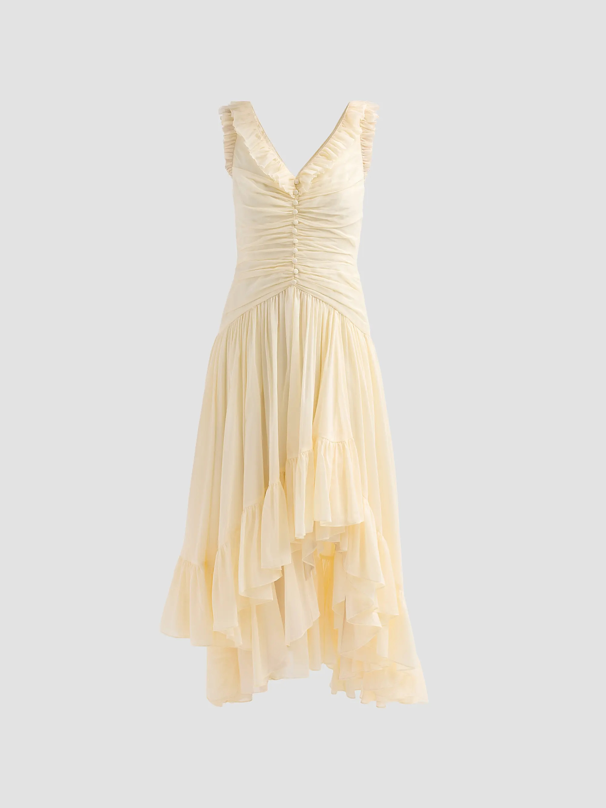 Rosalba Cotton-Silk Gathered Midi-Dress | Saks Fifth Avenue