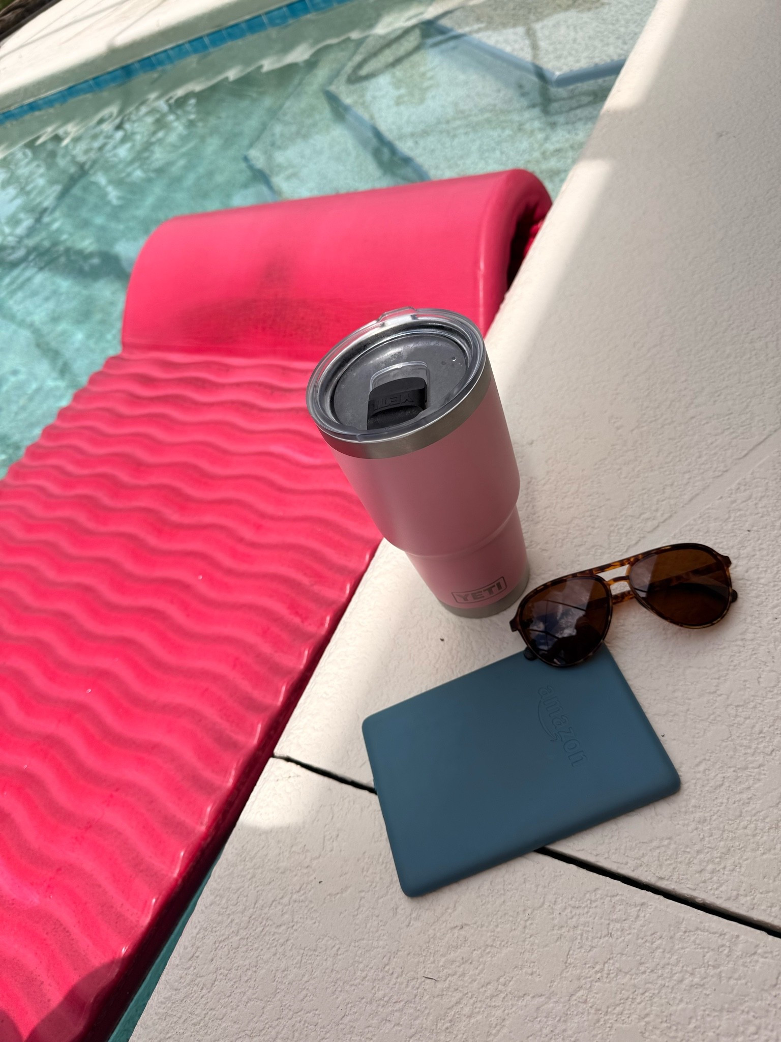 Pool day essentials! My absolute favorite pool mat from West Elm is the perfect thing to lay on while reading from my Kindle with my Goodr sunnies on and my Yeti right on the edge of the pool ready for me!

#LTKdayinmylife #LTKSeasonal #LTKSaleAlert