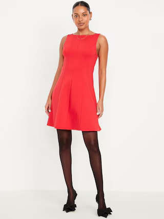 Sleeveless Ponte-Knit Mini Swing Dress | Old Navy (US)