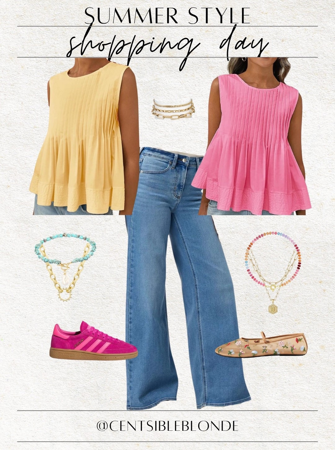 Wide leg jeans, gold necklaces, beaded necklace, babydoll top, yellow top, pink top, pink sneakers, adidas sneakers, ballet flats, mesh flats, gold bracelets, summer style, summer outfits, shopping day, shopping outfit, high waisted jeans, target jeans, summer style, weekend style, weekend outfits

#LTKFindsUnder100 #LTKTravel #LTKShoeCrush