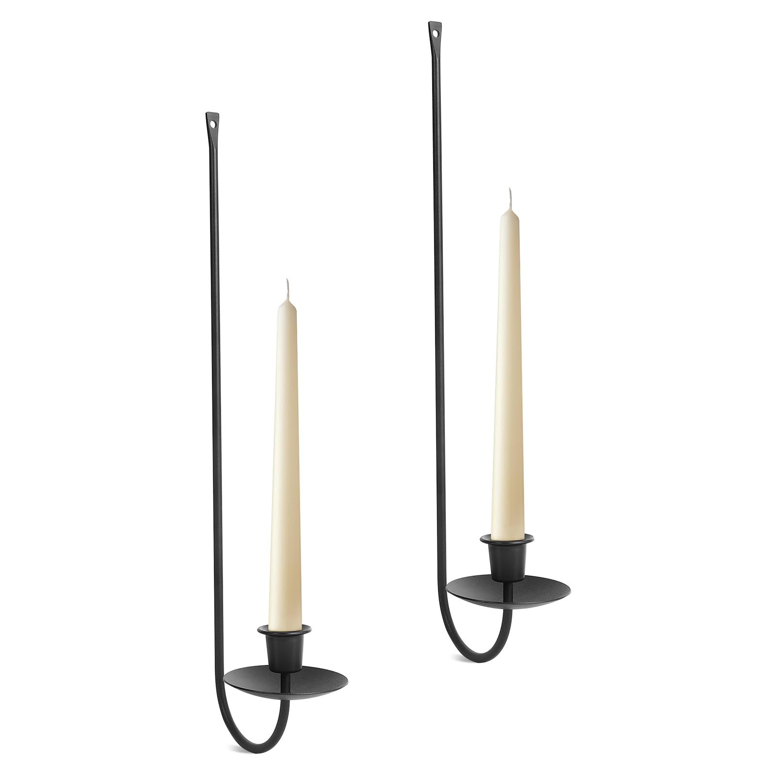 Wall Candle Holder Set of 2, Stylish Black Metal Wall Mount Candle Sconces, Modern Wall Decoratio... | Amazon (US)
