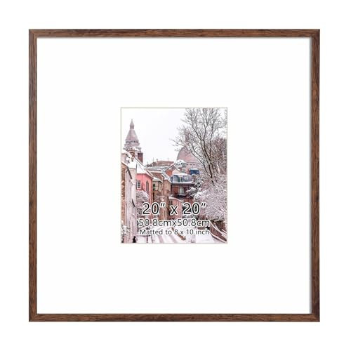 Hoikwo 20x20 Dark Brown Plastic Frame with Plastic Cover, Display Pictures 8x10 with Mat or 20x20 Without Mat, 1 Pack 20 by 20 Frame for Wall Hanging | Amazon (US)